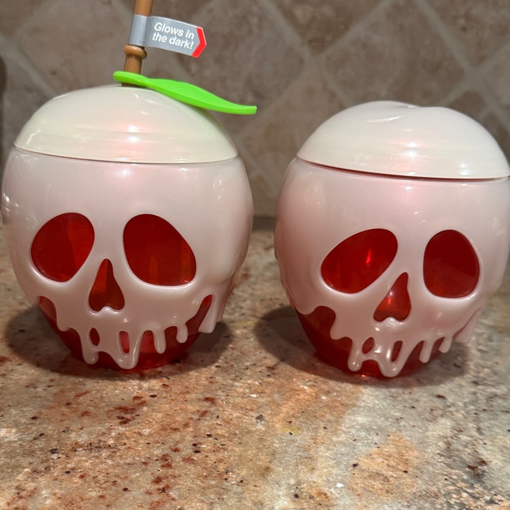 Disney Red and White Skull Candle Holders